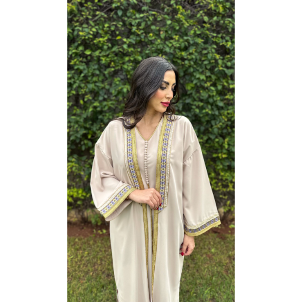 RANA - Beige Ramadan 2 Piece Djellaba
