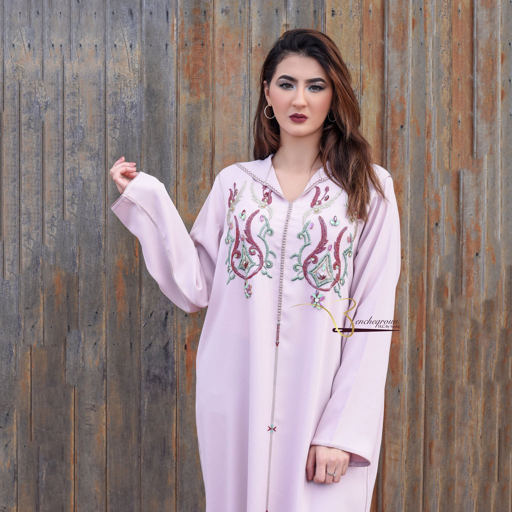 Light Pink Embroidered Djellaba