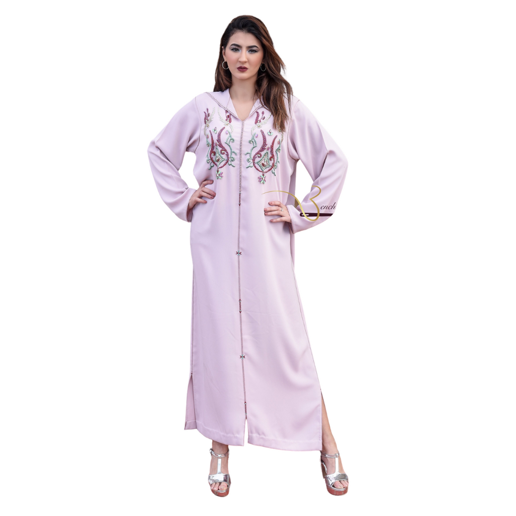 Light Pink Embroidered Djellaba