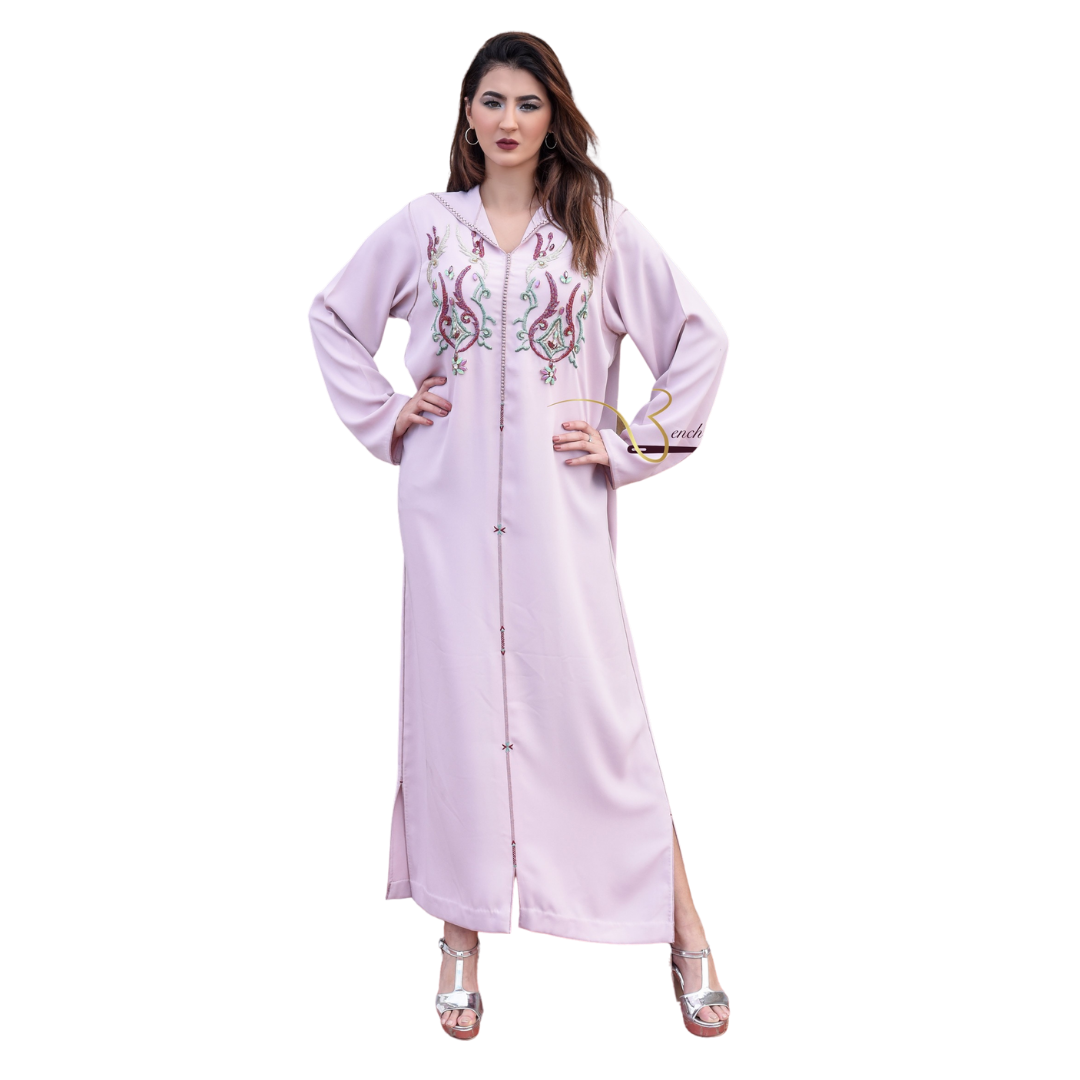 Light Pink Embroidered Djellaba
