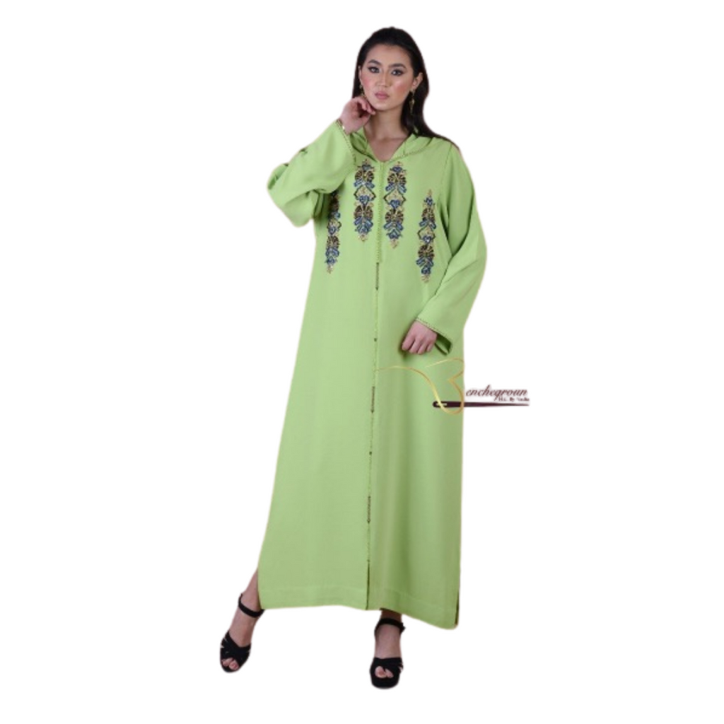 Light Green Embroidered Djellaba