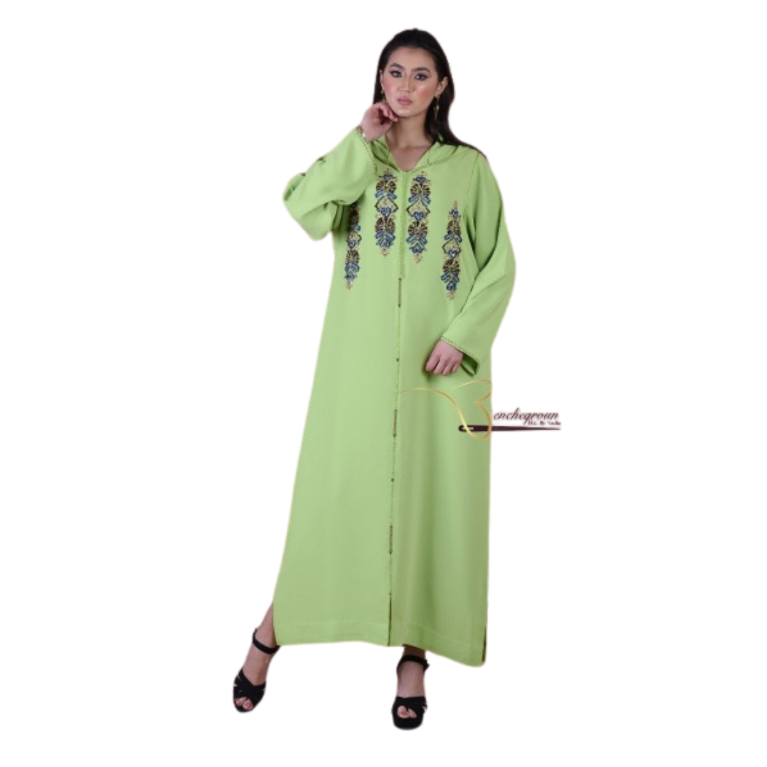 Light Green Embroidered Djellaba