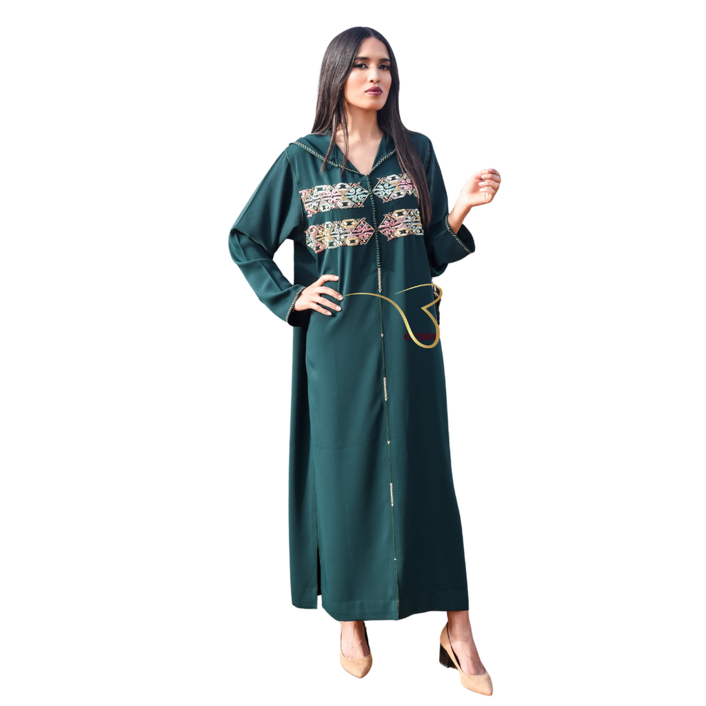 Dark Green Beaded Djellaba