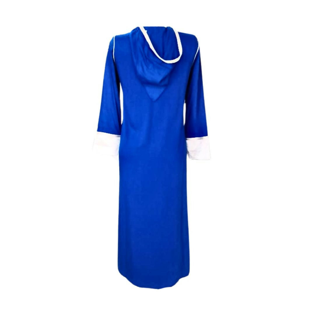 Elegant Moroccan Jellaba with Rectangular Pattern - Cream and Green