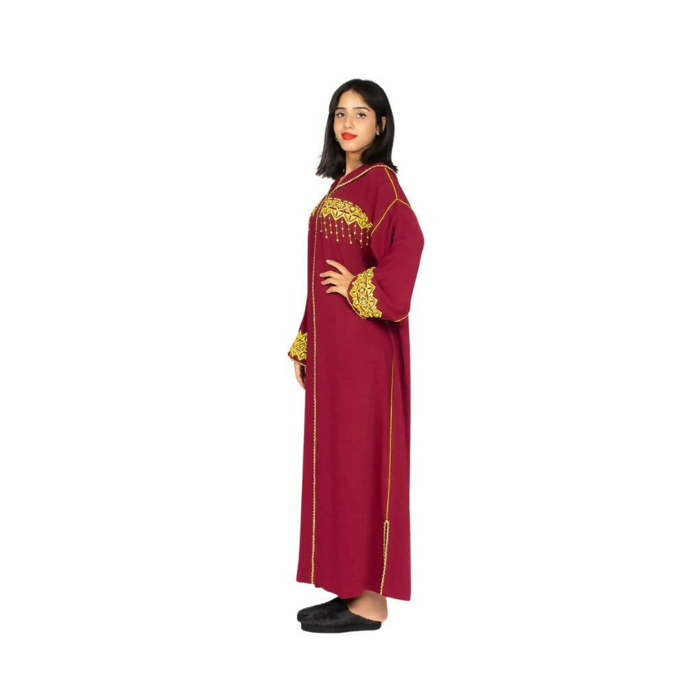 Gold and Burgundy Moroccan Djellaba