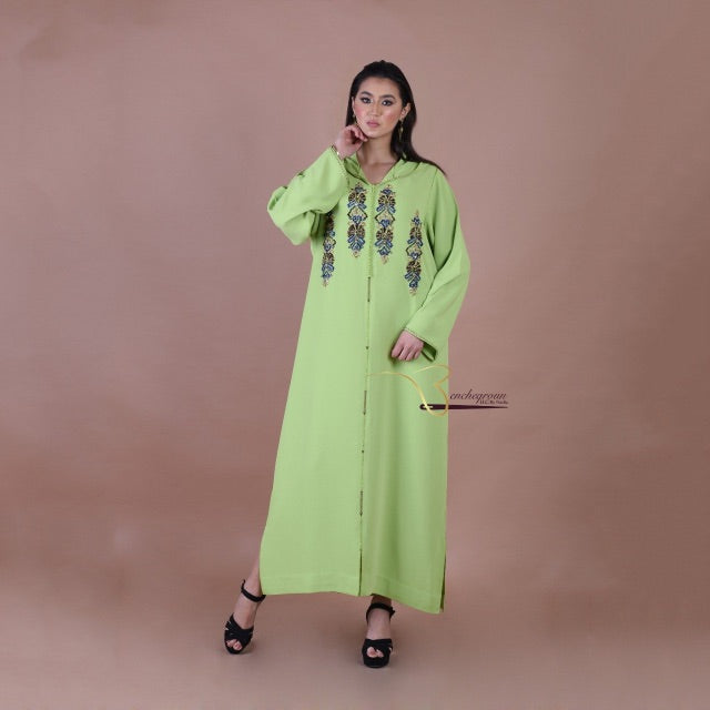Light Green Embroidered Djellaba