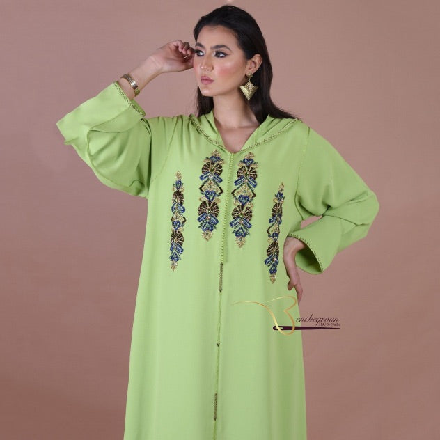Light Green Embroidered Djellaba