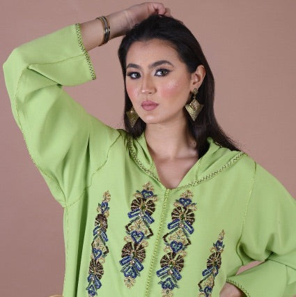Light Green Embroidered Djellaba