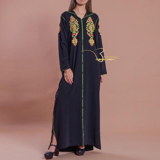 Dark Grey Djellaba with Pearls