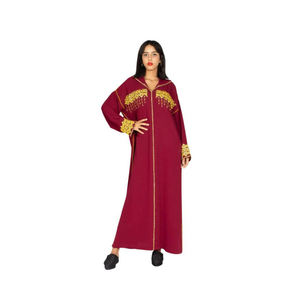 Gold and Burgundy Moroccan Djellaba